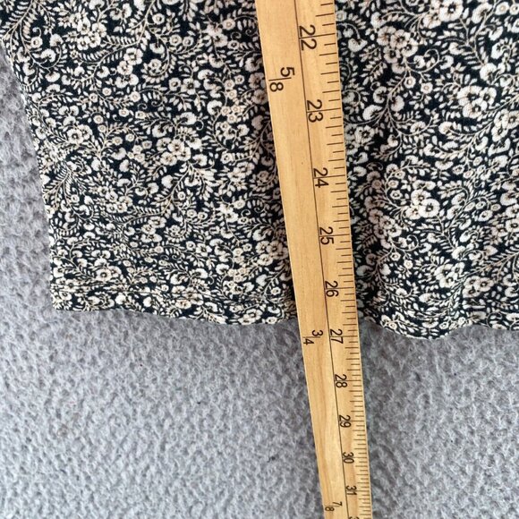 J Jill Top Womens Medium Ivory Black Floral 1/4 Button Long Sleeve Stretch Knit - Picture 9 of 10